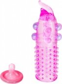 Насадка гелевая с шариками розовая 12 см, внутренний диаметр 2 см - Секс шоп Мир Оргазма