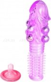 Стимулирующая расширяющая фиолетовая насадка с бусинами 13 см, внутренний диаметр в нерастянутом состоянии 1 см - Секс шоп Мир Оргазма