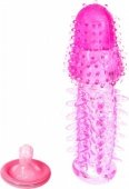 Насадка розовая удлиняющая с усиками Big Boy 14 см, внутренний диаметр 2 см, удлиняет член на 5 см - Секс шоп Мир Оргазма