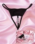 Черные стринги с жемчужной нитью XL - Секс шоп Мир Оргазма